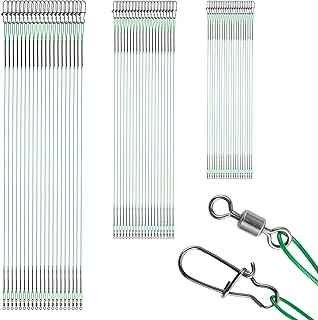 AMYSPORTS Freshwater Rigs Fishing Leaders Saltwater Heavy Duty Fishing Leader Stainless Rig Swivels Wire Leader Lure Black Nickel 60pcs