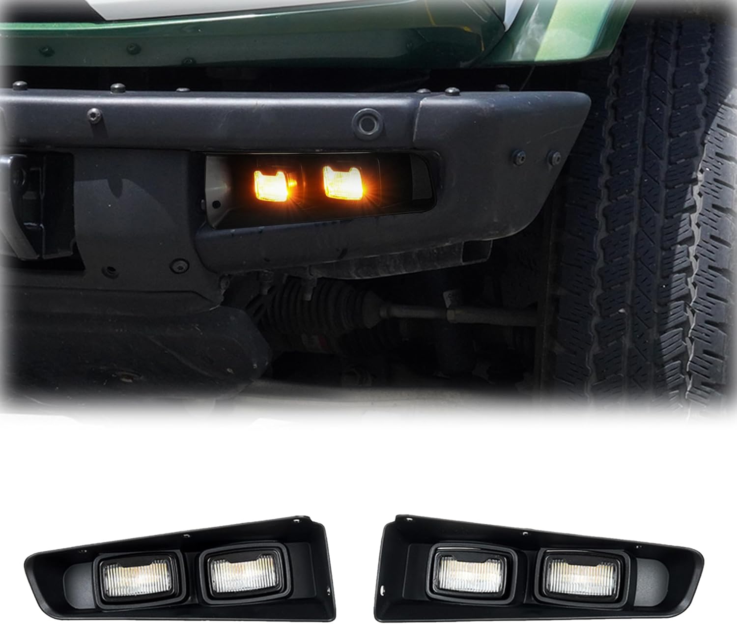 LED Fog Lights Assemblies for Bronco 2021 2022 2023 2024 2025 2/4-Door Daytime Running Lights Turn Signal Lamps Extra Offroad Exterior Body Kit Accessories Modular Bumper 2PCS