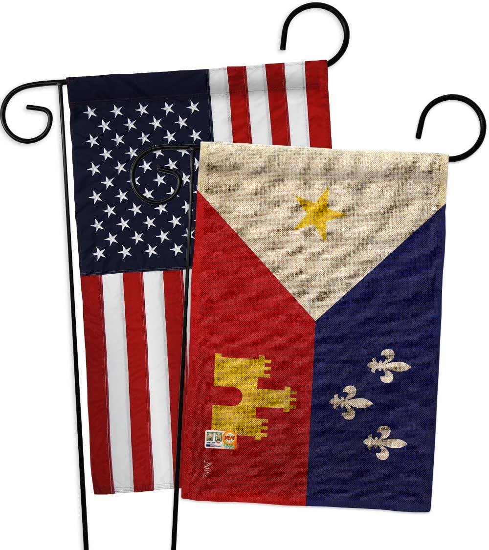 Acadiana Garden Flags 2pcs Pack Regional Nationality Nation International World Country Particular Area Small Decorative Gift Yard House Banner Made In USA 13 X 18.5