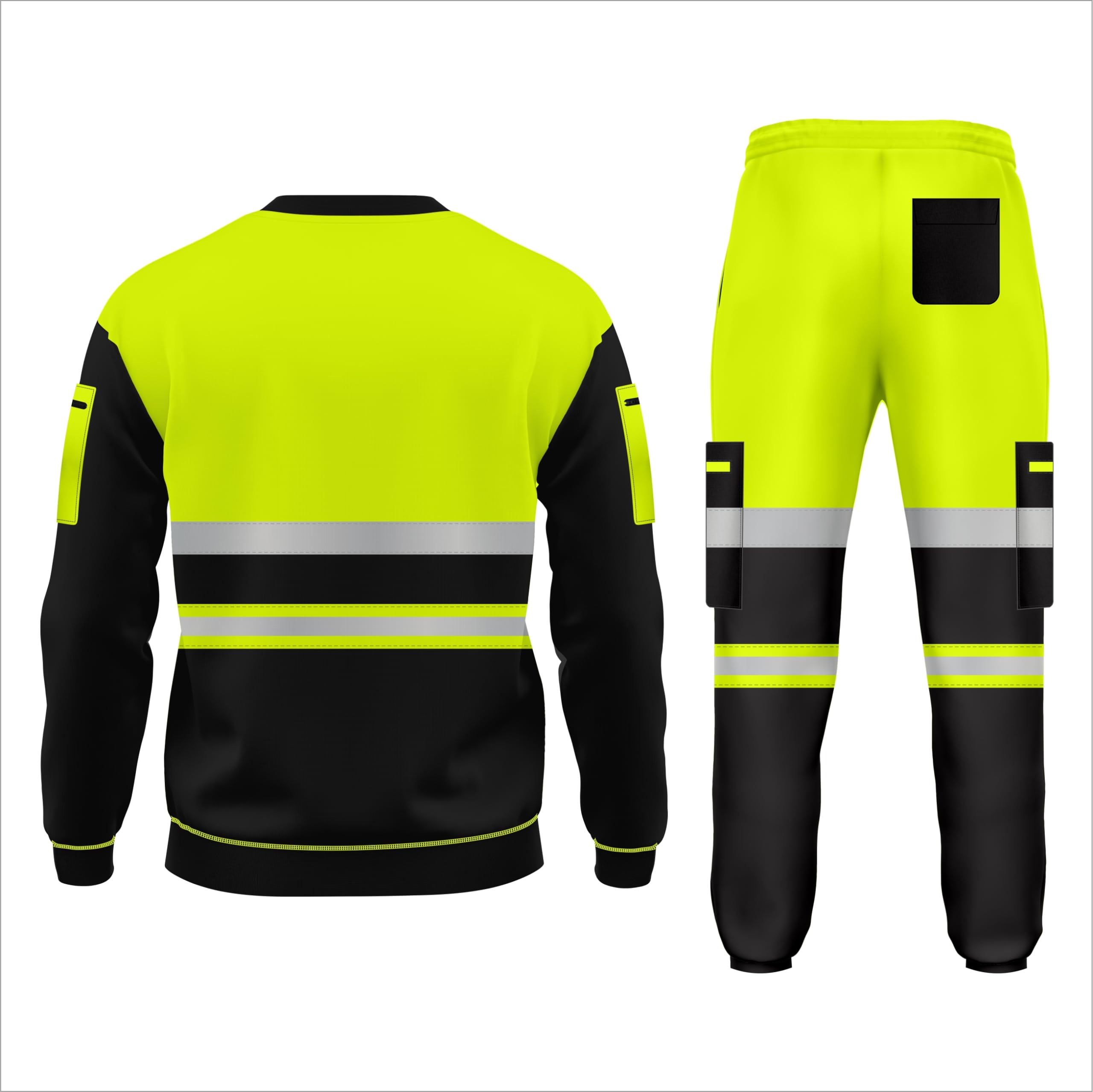 TORO ACTIVA Hi Vis Workwear - Conjunto de chándal de forro polar con dobladillo abierto, puños y bolsillos, con cordón, manga larga, sudadera de seguridad superior e inferior