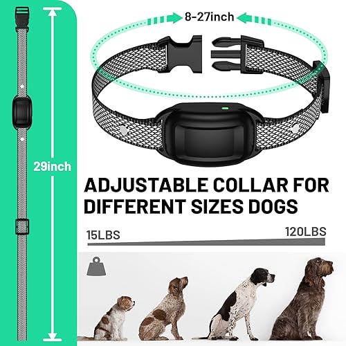 Miniatura 5 de Collar de entrenamiento para perros con control remoto, IPX7, impermeable, recargable, con bloqueo de seguridad, 8-27 pulgadas de longitud
