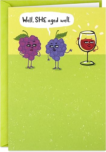 Hallmark Shoebox - Tarjeta de cumpleaños divertida para ella (vino y uvas)