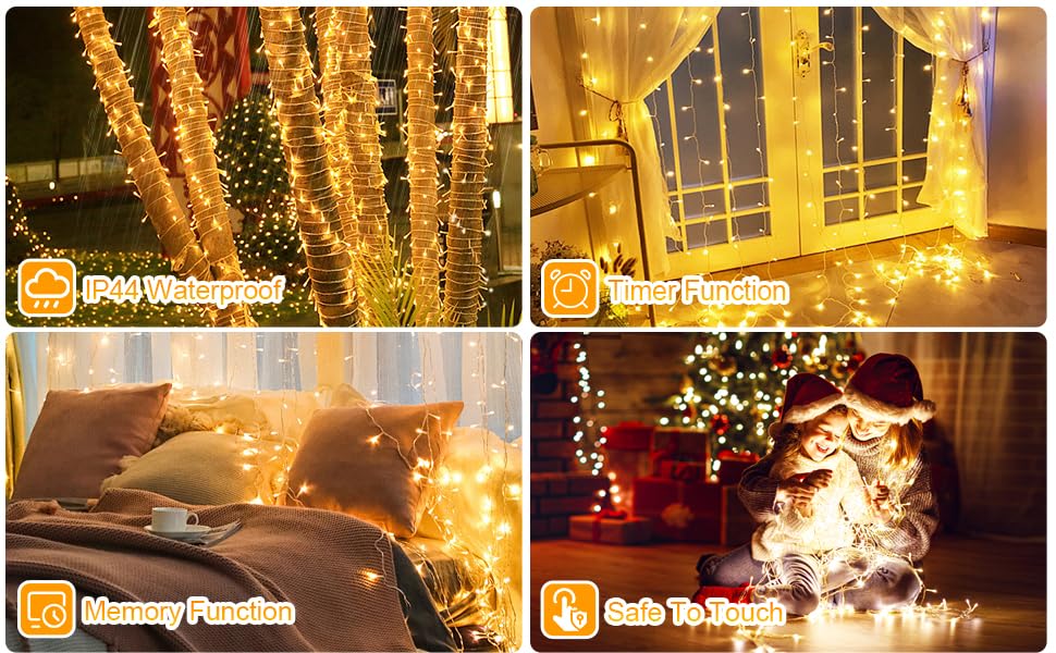 MOVEONSTEP Christmas Lights 33M 300 LED Outdoor Lights Mains Powered - Image 2