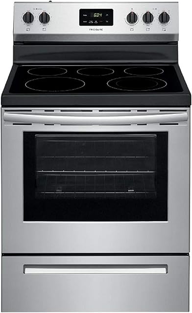 Frigidaire FCRE3052AS 30" Freestanding Electric Range with 5.3 cu. ft. Capacity Quick Boil Store-More Storage Drawer and SpaceWise Expandable Elements in Stainless Steel