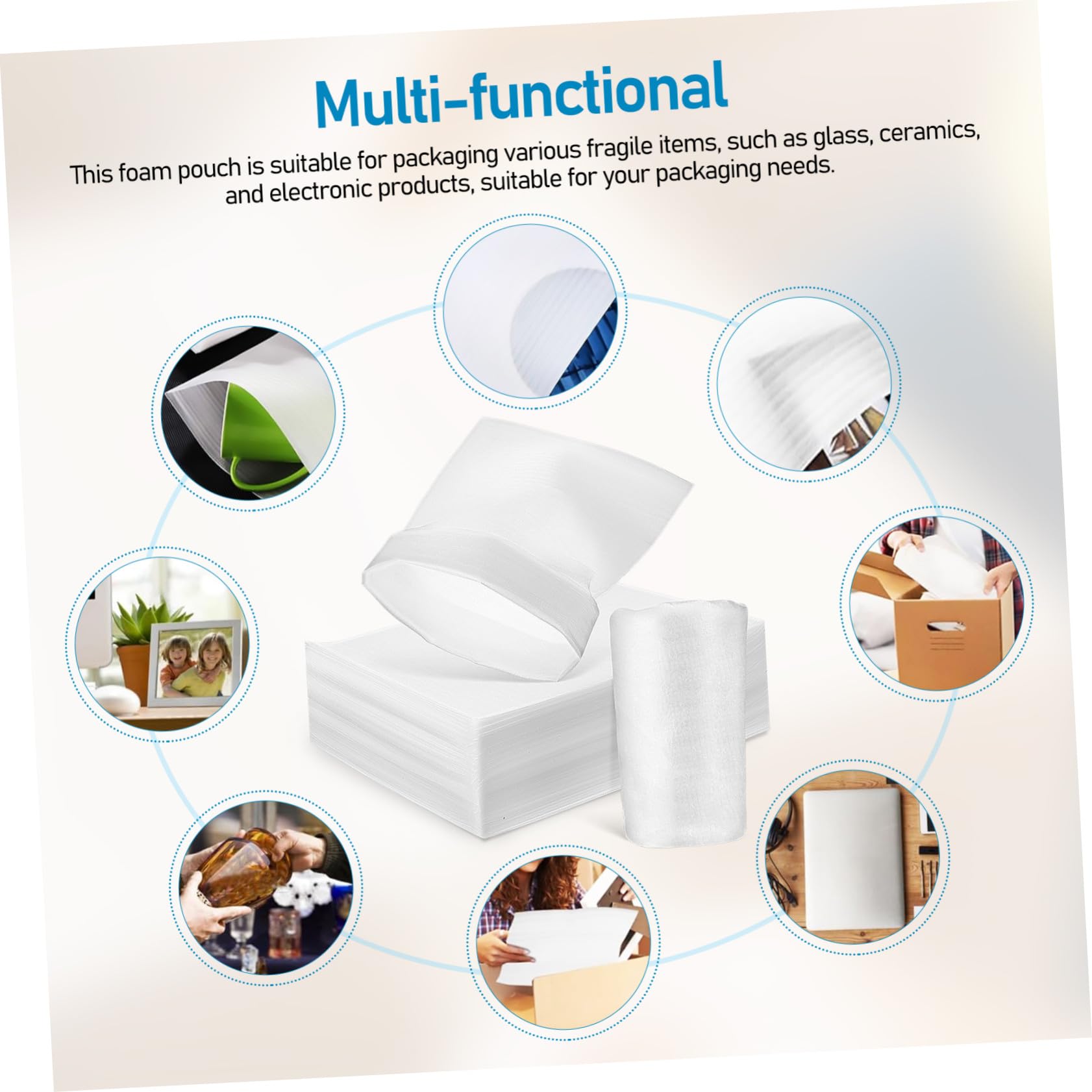 DOITOOL 100 Pezzi Sacchetti di Schiuma Pe Bianco, Buste Imbottite Protettive Multiuso per Ceramiche e Vetro, per Imballaggi e Traslochi Grande Capacità 30x40 Cm