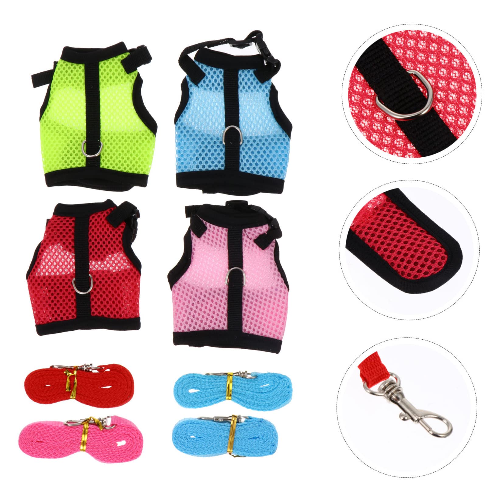 BESPORTBLE 12stücke Kühles Mesh-Geschirr Für Kleine Haustiere Inklusive Leine Für Outdoor- Mit Kaninchen Hamstern Und Meerschweinchen Zufällige Auswahl