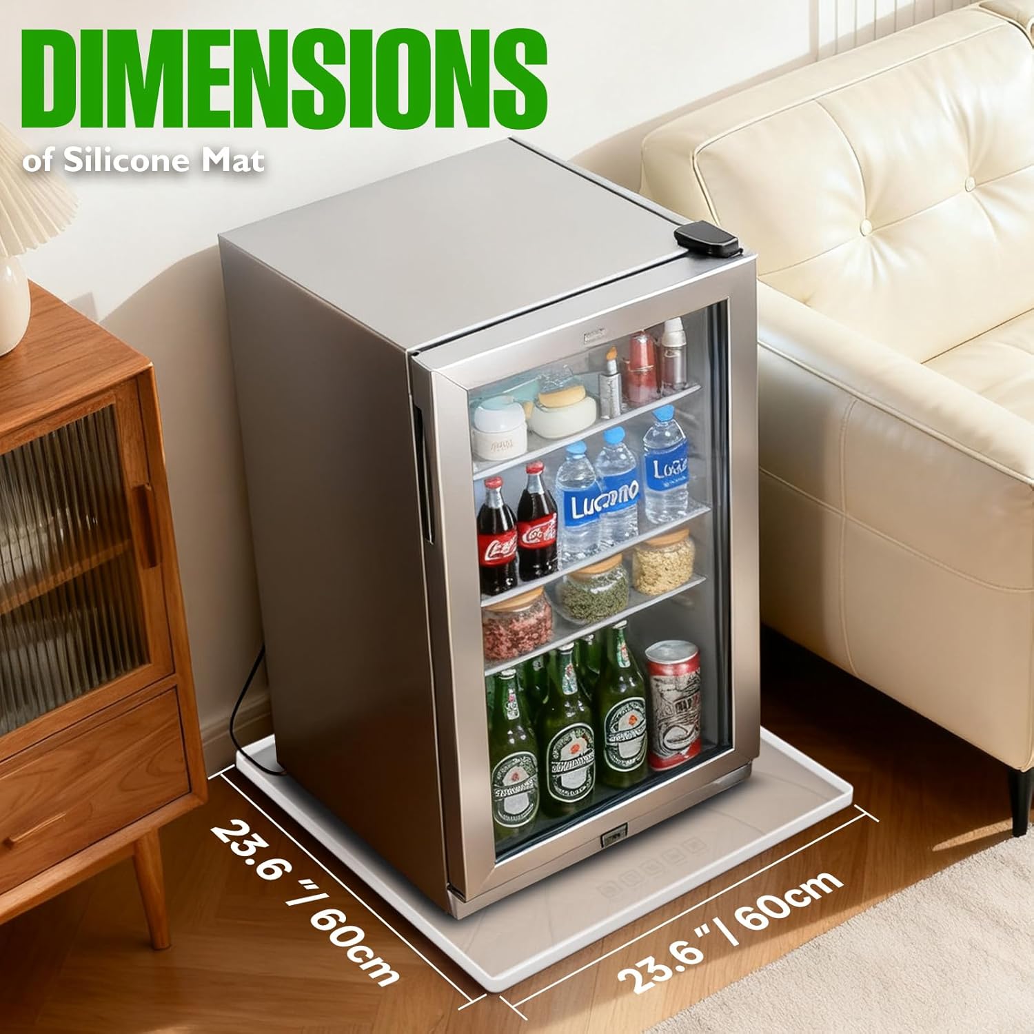 Mini Fridge Silicone Mat,23.6"x23.6"x0.5" Under Refrigerator Mat, Mini Fridge Drip Pan Prevent Water Leakage,Floor Damage,Protect Mat for Small Fridge,Refrigerator,Freezer-Translucent