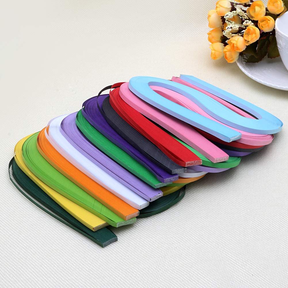 UNTERING 120 Stripes Quilling Paper 5mm Width Solid Color Origami Paper DIY Hand Crafts, Red