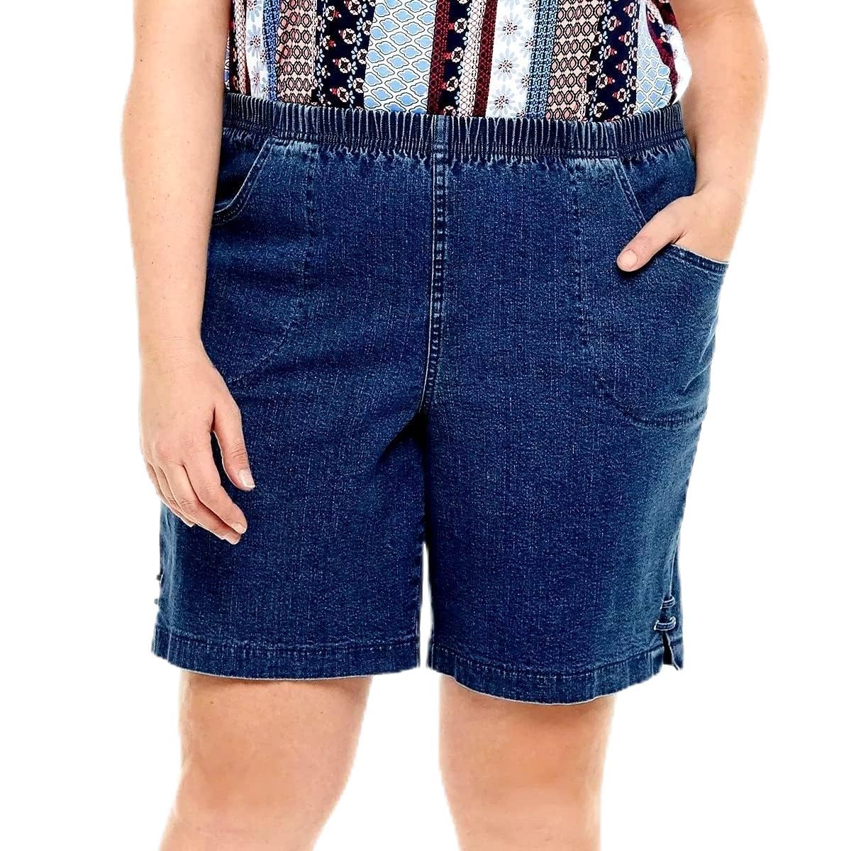 1826 Jeans Jack David Women's Plus Size Capri Bermuda Pull On Short Curvy Denim Jean, Jd Dark Blue Ui994