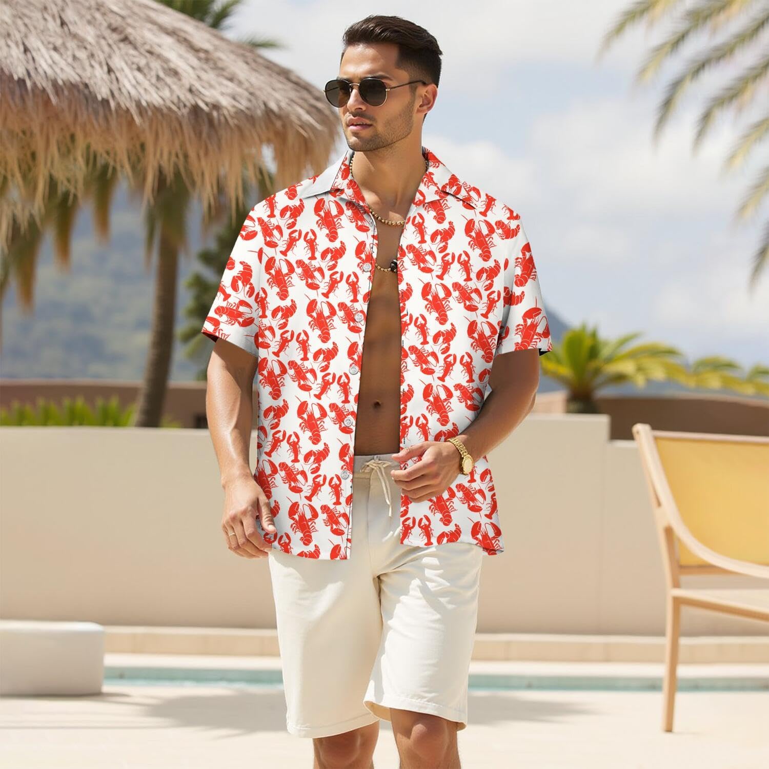 Mens Funny Hawaiian Shirt Short Sleeve Buttoon Down Shirts Casual Tropical Printed Summer Beach Shirts