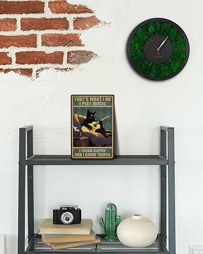 Miniatura 4 de ALKB Letrero de gato negro con diseño de guitarra, con texto en inglés Thats What I Do I Play Guitar and I Know Things, 8 x 12 pulgadas, ideas de