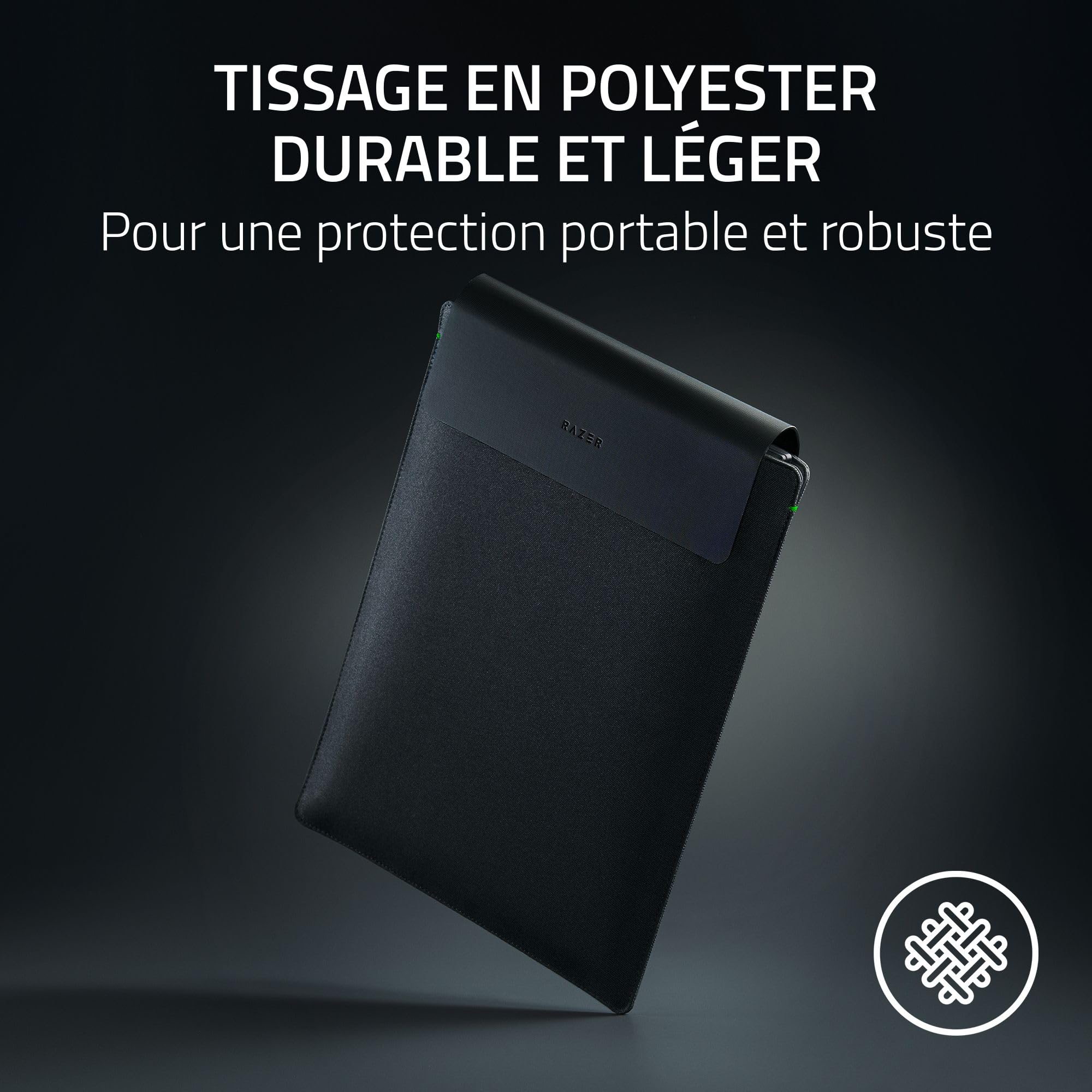 Razer Laptop Sleeve 16" - Housse rembourrée pour Ordinateurs Portables 16 Pouces - Profil Fin et Design élégant - Tissu Polyester léger et résistant - Rabat à Fermeture magnétique | Noir