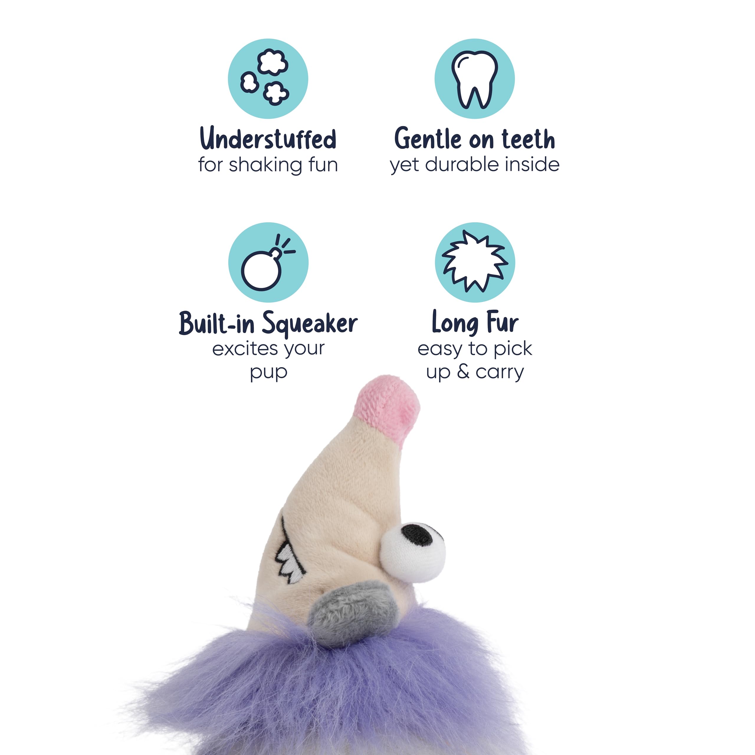goDog Silent Squeak Urban Wildlife Pippa Possum Ultraschall Quietschendes Hundespielzeug Plüsch mit Kauschutz-Technologie Medium