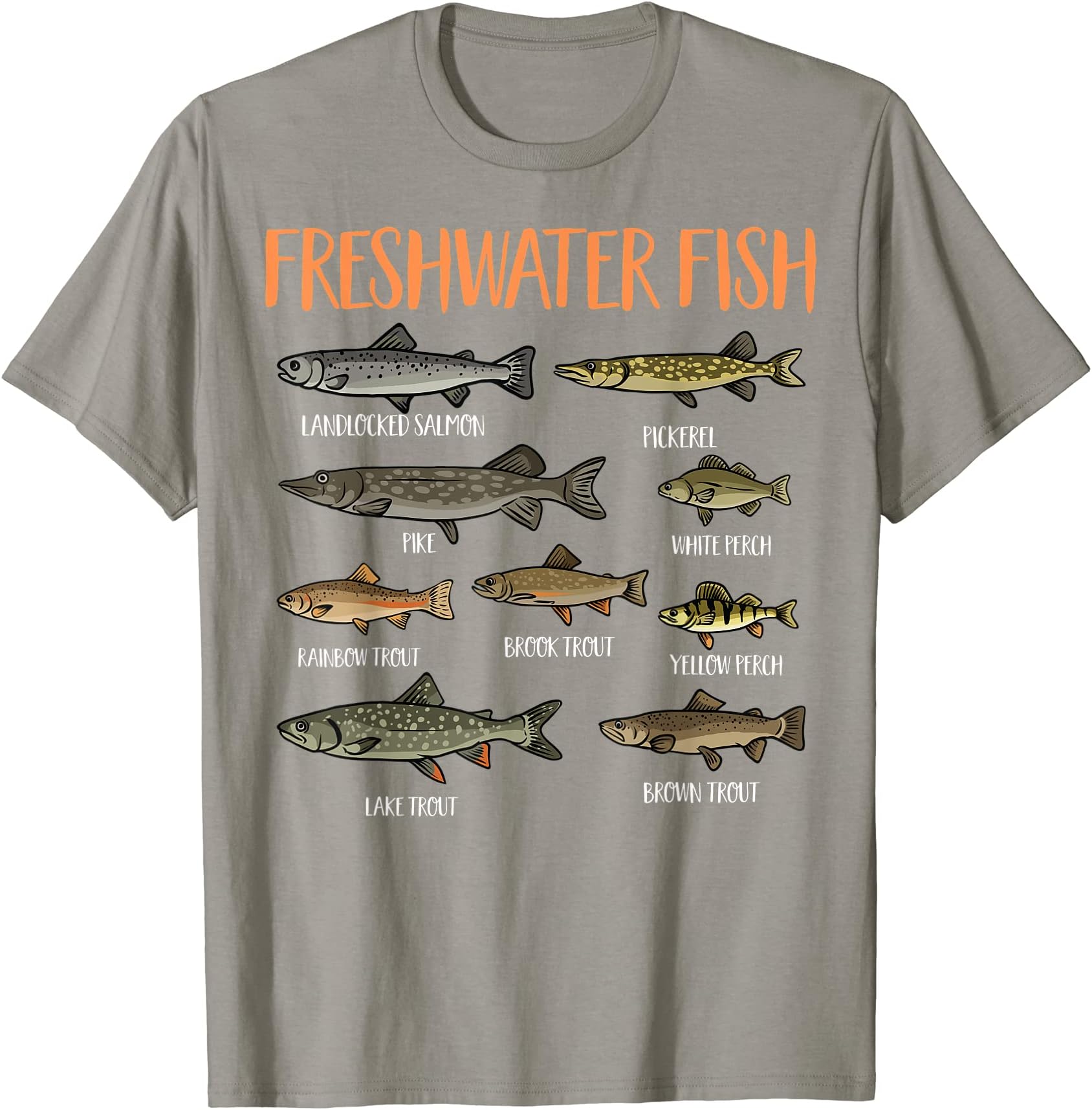 Types Of Freshwater Fish Fishing T-ShirtTypes Of Freshwater Fish Sorts Species Fishing T-Shirt T-Shirt