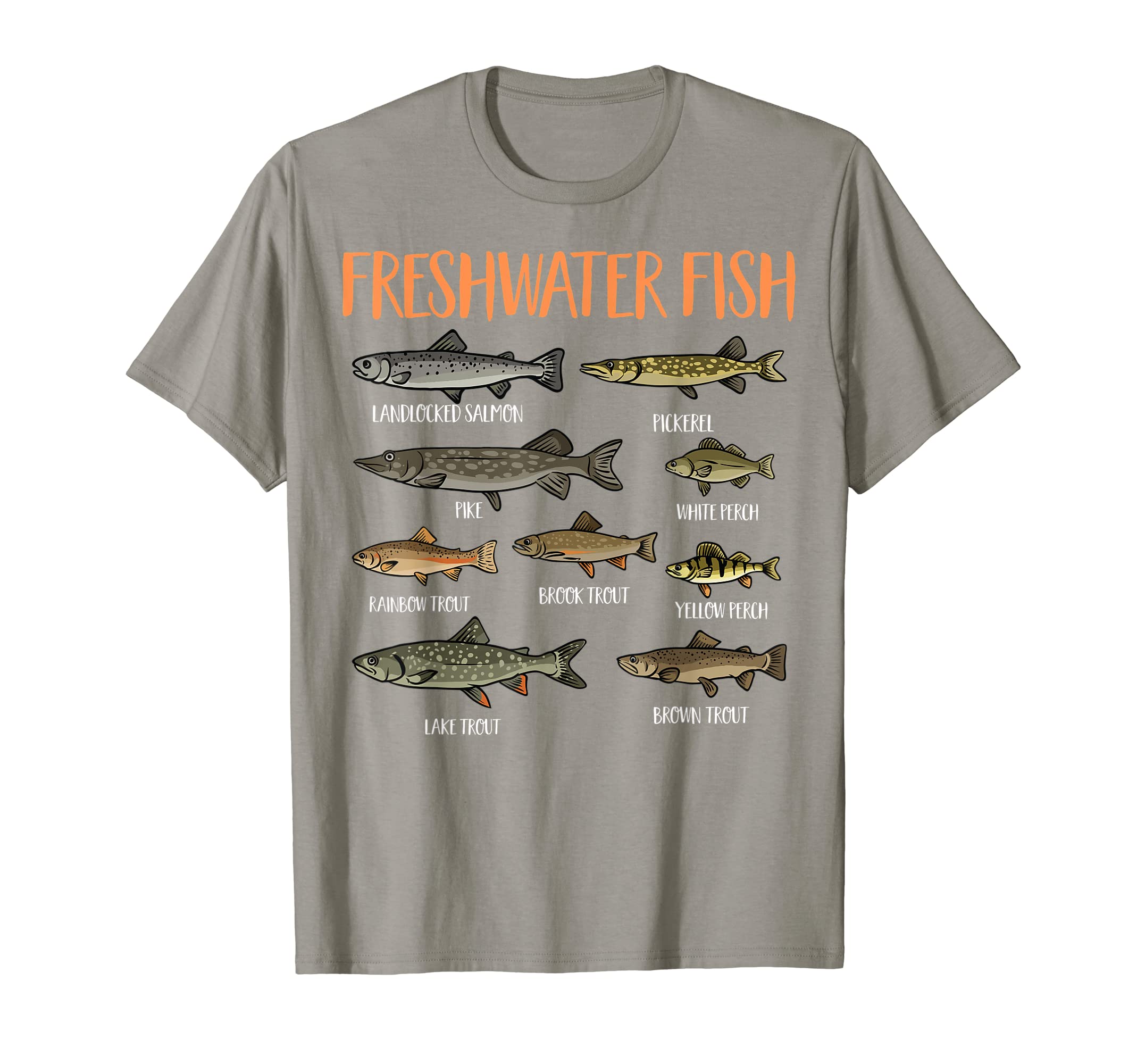 Types Of Freshwater Fish Fishing T-ShirtTypes Of Freshwater Fish Sorts Species Fishing T-Shirt T-Shirt