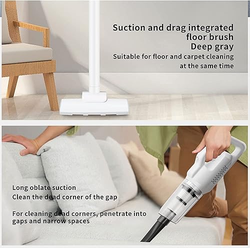 Miniatura 4 de Potente aspiradora inalámbrica de succión de 20000 Pa, aspiradora de palo de 39.37 pulgadas, tiempo de funcionamiento de 30 minutos, ligera, blanca,