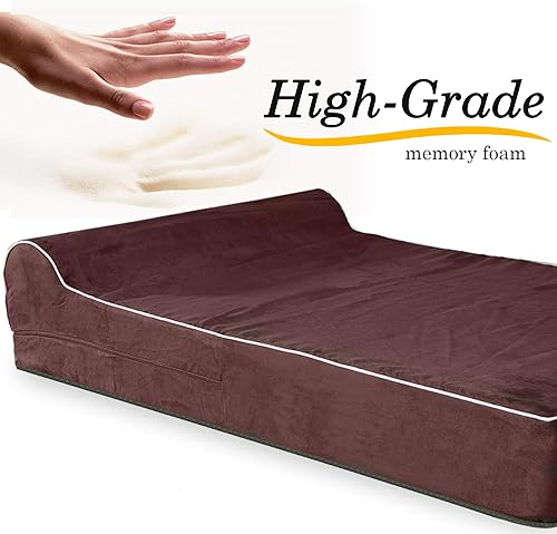 Miniatura 2 de Kopeks  Cama ortopédica de perro con espuma de memoria, con almohada y forro impermeable , L, Marrón Chocolate