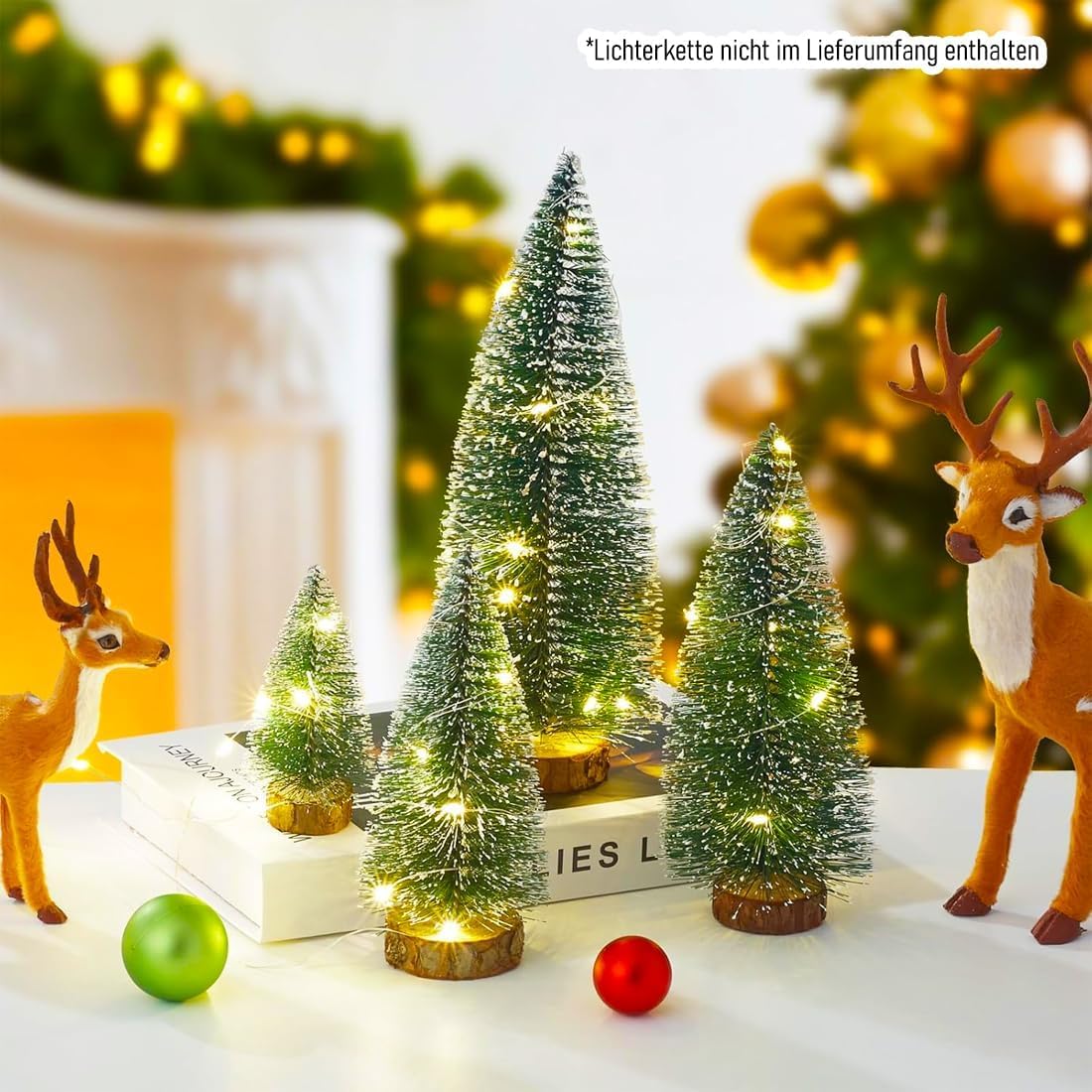 Mini Tannenbaum Deko 9er Set [10, 15, 20cm], Kleine Deko Tannenbäume mit stabilem Holzsockel, Künstlicher Weihnachtsbaum Klein Deko für Tischdeko & Festliche Weihnachtsdekoration