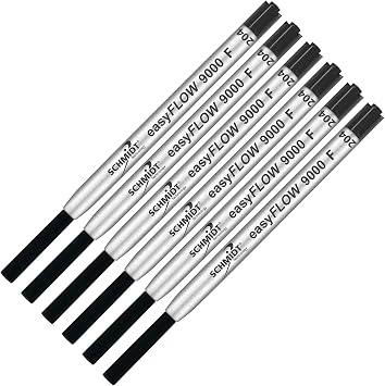 Imprinted Schmidt easyFLOW9000 Ballpoint Refill- Black Ink, Fine Tip 0.8mm - Pack of 6