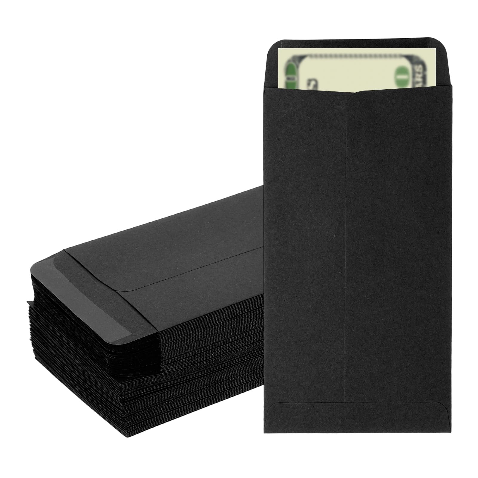 PATIKIL Money Envelope, 100 Pack 6.5" x 3.5" Cash Envelopes Money Holder Bags Budgeting Saving Challenge Letter for Gift Coins Checks Tickets Jewelry Passport Card, Black