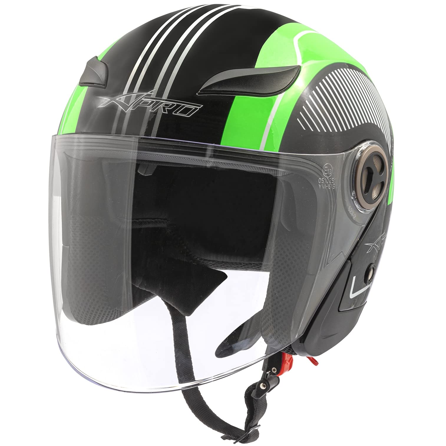 A-Pro Casco Jet Moto Scooter Visiera Trasparente ECE 22 Certificato City Verde XS