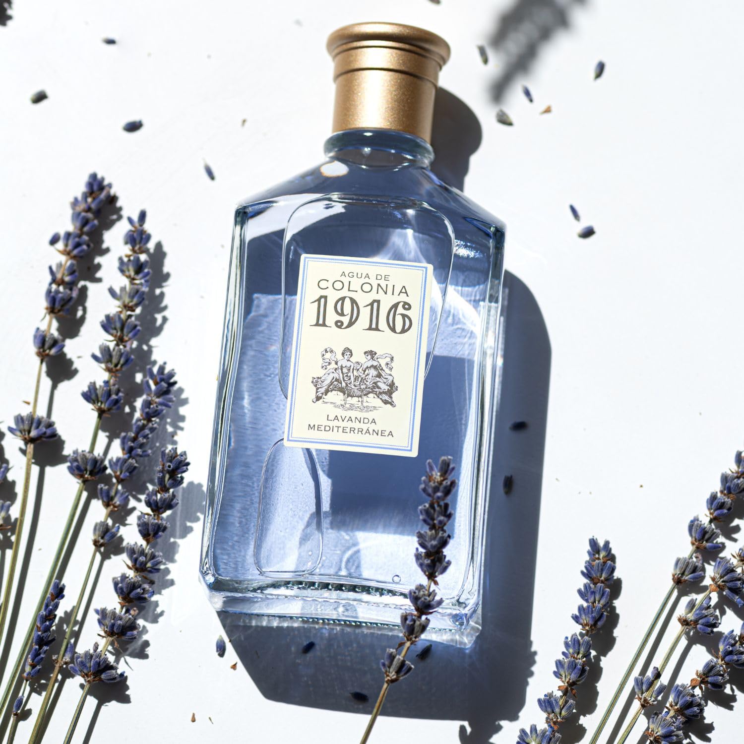 1916 - Lavanda Mediterránea Estuche de Regalo Mujer y Hombre, Agua de Colonia, Colonia 100 ml + 30 ml + Gel de Baño 100 ml, Perfume Unisex, Fragancia Fresca y Floral, Aroma de Larga Duración