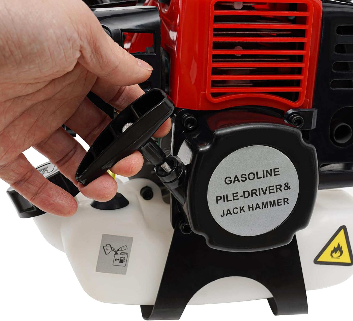 32.7CC Gas-Powered Post Driver, Cordless Gasoline Piling 2-Stroke Air Cooling Engine Single Cylinder with Fuel Tank and Carburetor, Hand Pull Start Gasoline Petrol Garden Fencing Tool Machine