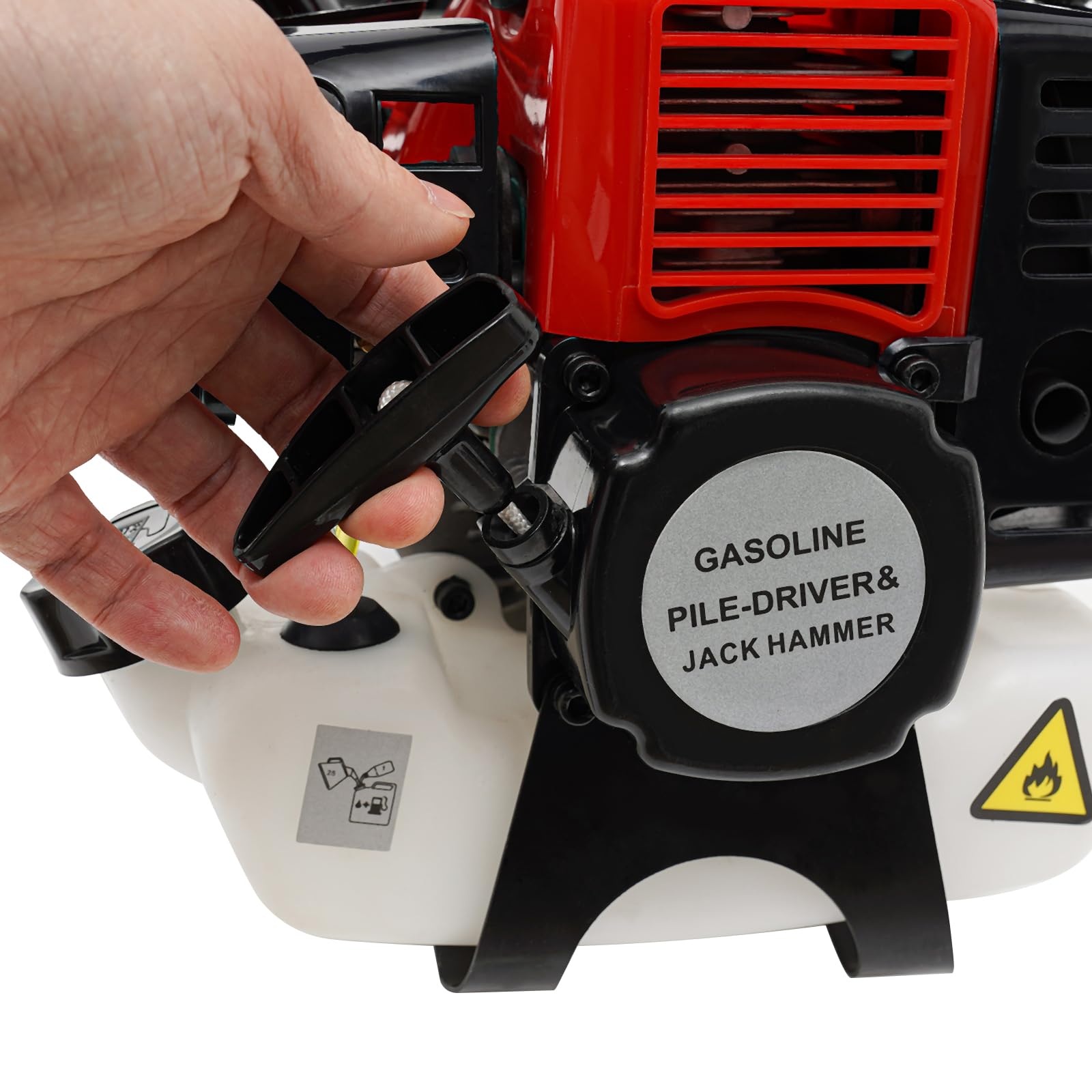 Rama de pilotes con motor de 2 tiempos de gasolina de un solo cilindro, para postes de vallas, gasolina, tamaño del cabezal de la pila: φ55 mm/φ70 mm, 1700 – 2230 BPM, buena disipación del