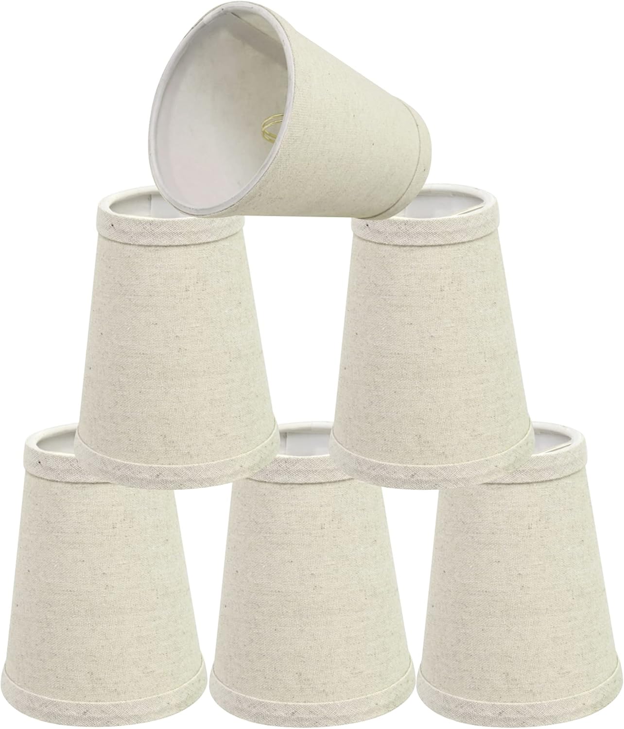 Aspen Creative 32653-6B, Empire Clip-On Chandelier Lamp Shade, Oatmeal, 2 1/2" Top x 4" Bottom x 5" Slant Height, Set of 6