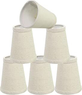 Aspen Creative 32653-6B, Empire Clip-On Chandelier Lamp Shade, Oatmeal, 2 1/2" Top x 4" Bottom x 5" Slant Height, Set of 6