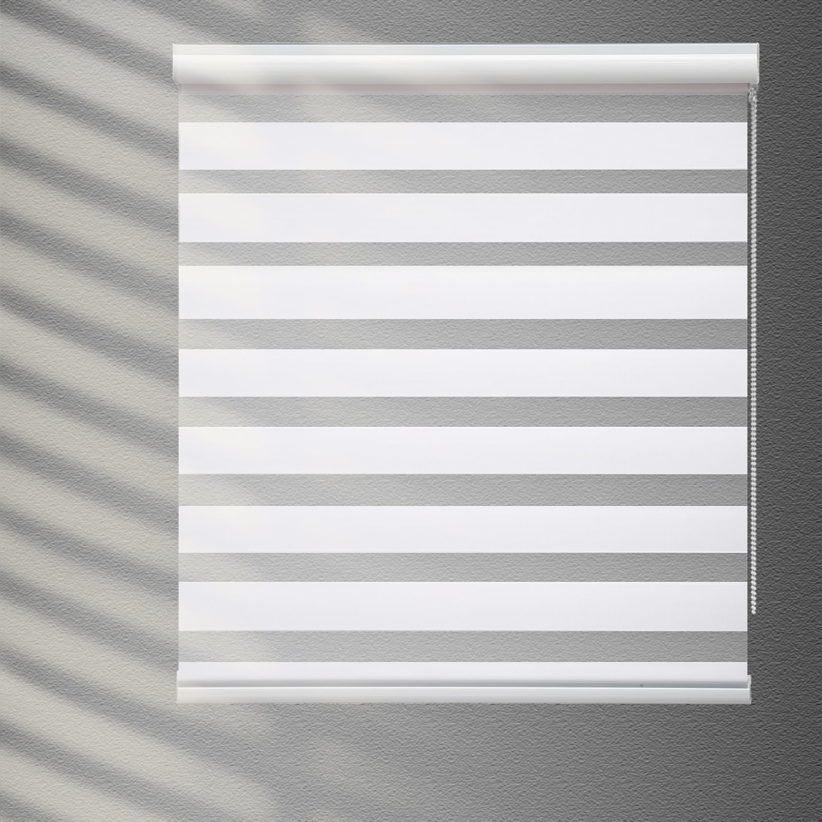 YIIBAII Day and Night Roller Blinds Zebra Blinds Blackout or Translucent Vision Roller Shades for Windows and Doors（W 80cm x L 150cm,White）
