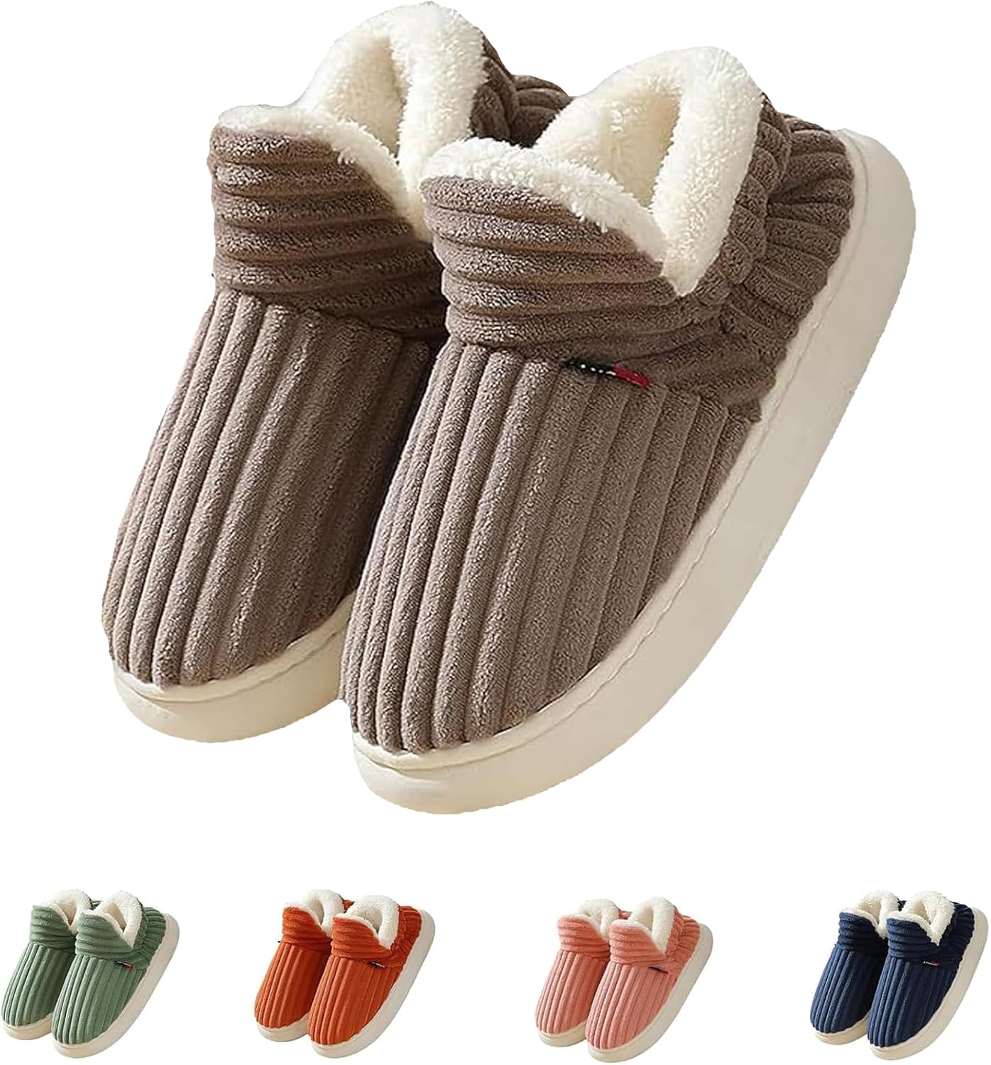 Chaussons Femme Doublés En Peluche – Antidérapants, Plats, En Coton – Confortables Pour L’hiver