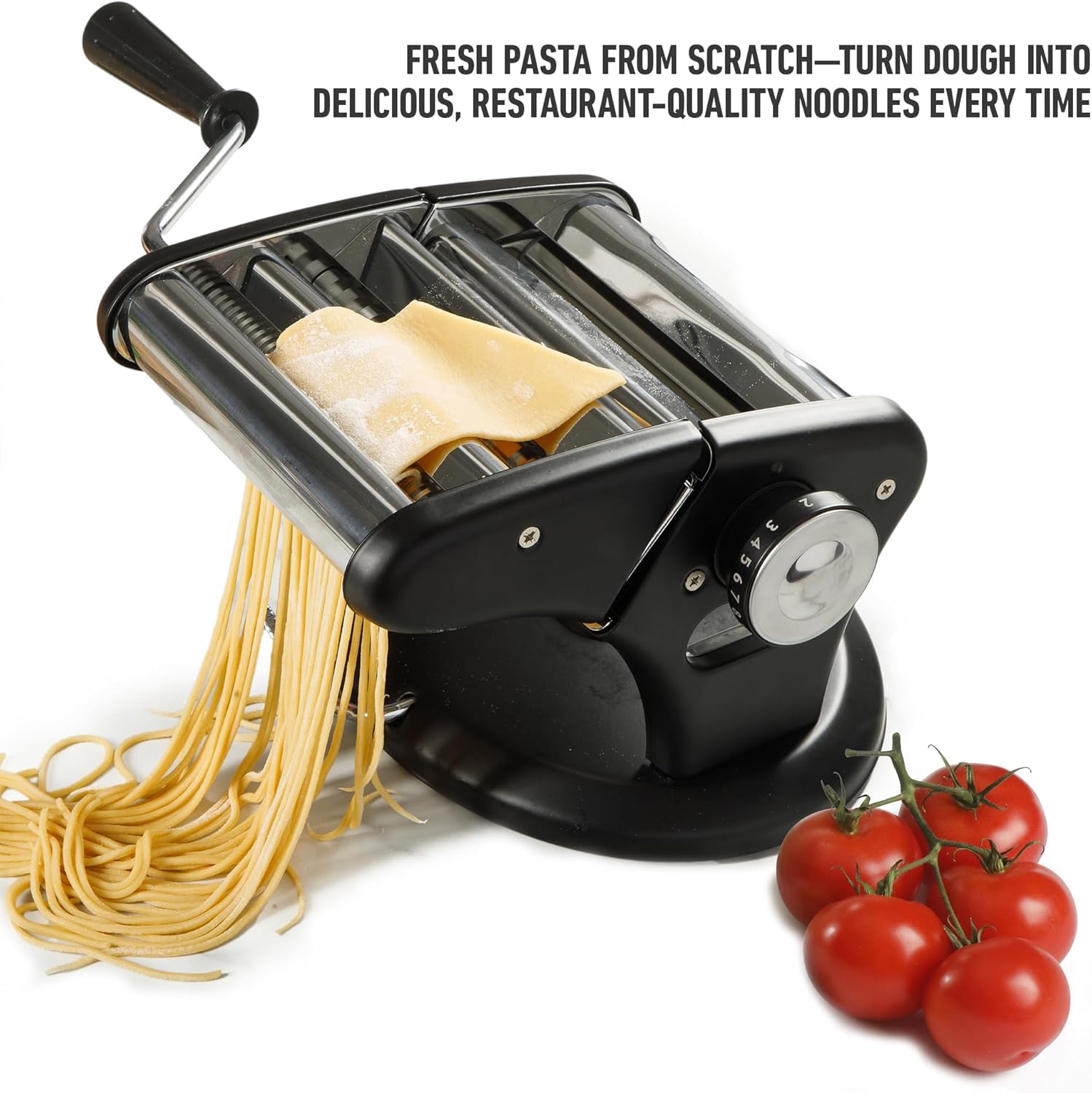 Calphalon Aero Heavy Duty Manual Pasta Maker Machine Noodle Maker w/Rollers & Cutters - Spaghetti, Fettuccini, Lasagna or Dumpling Skin