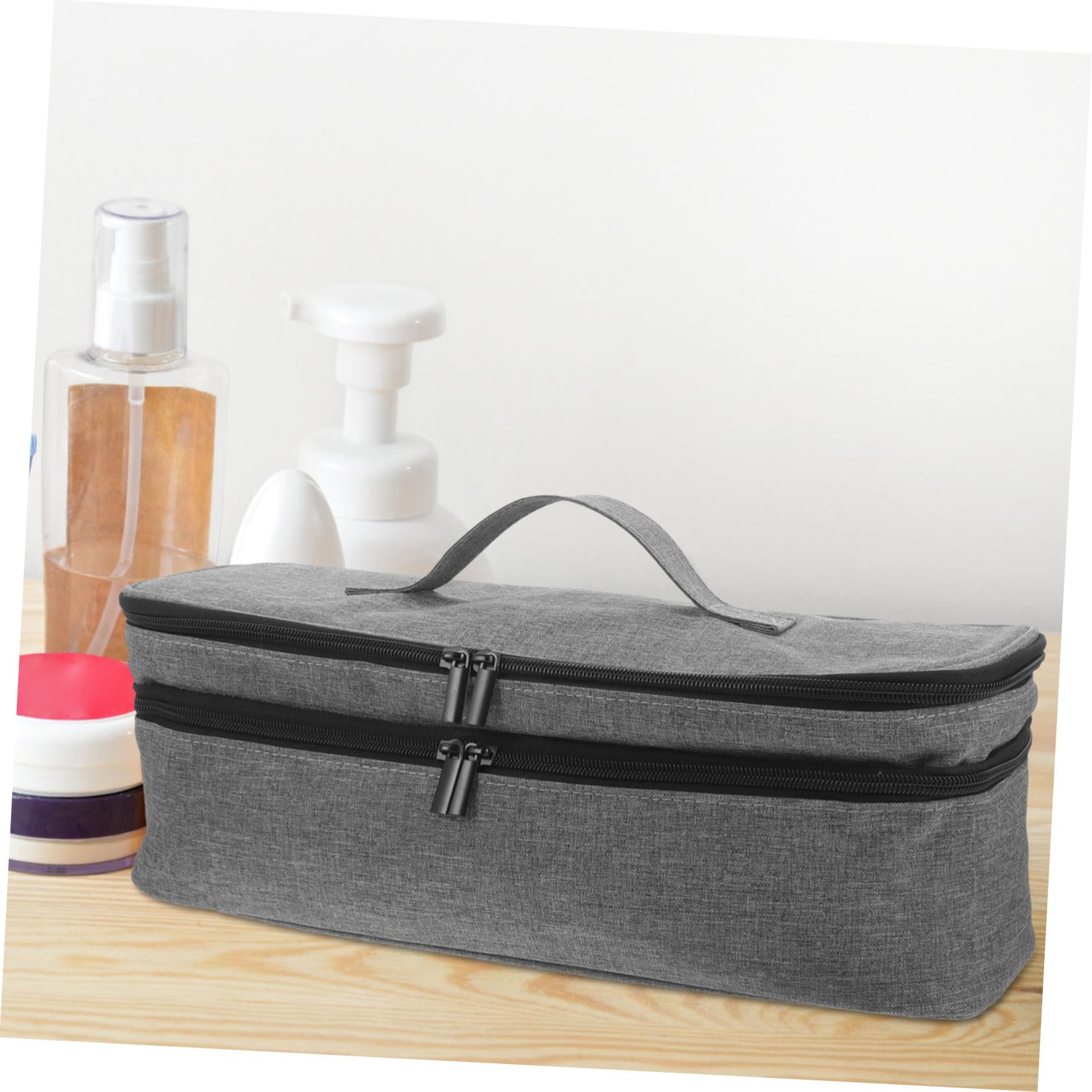 PLAFOPE Borsa Viaggio per Asciugacapelli e Arricciacapelli Organizer Doppio per Strumenti per Capacità Design Integrato e Resistente Custodia Portatile per Styling in Viaggio Grigio