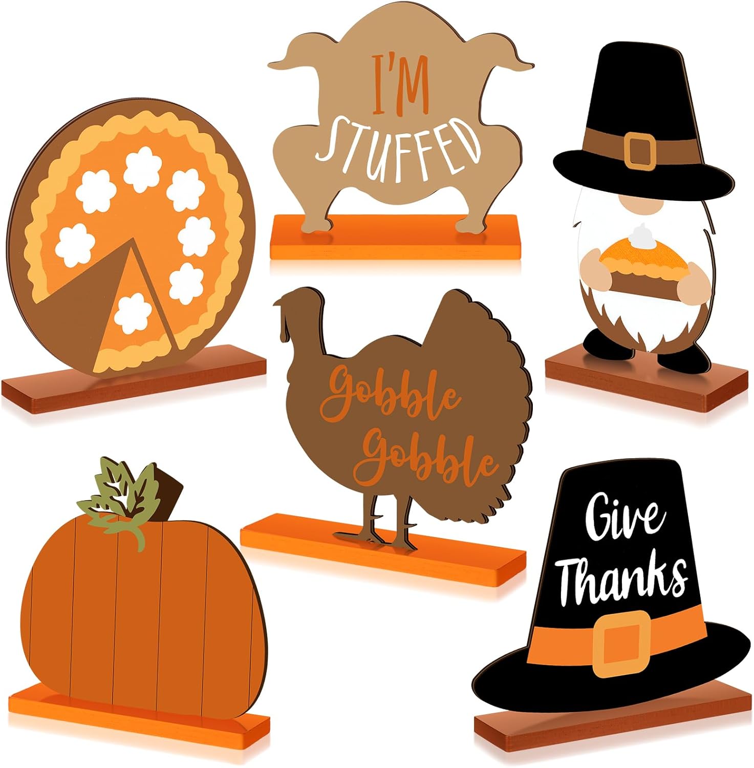 Barydat 6 Pcs Thanksgiving Wooden Table Decorations Fall