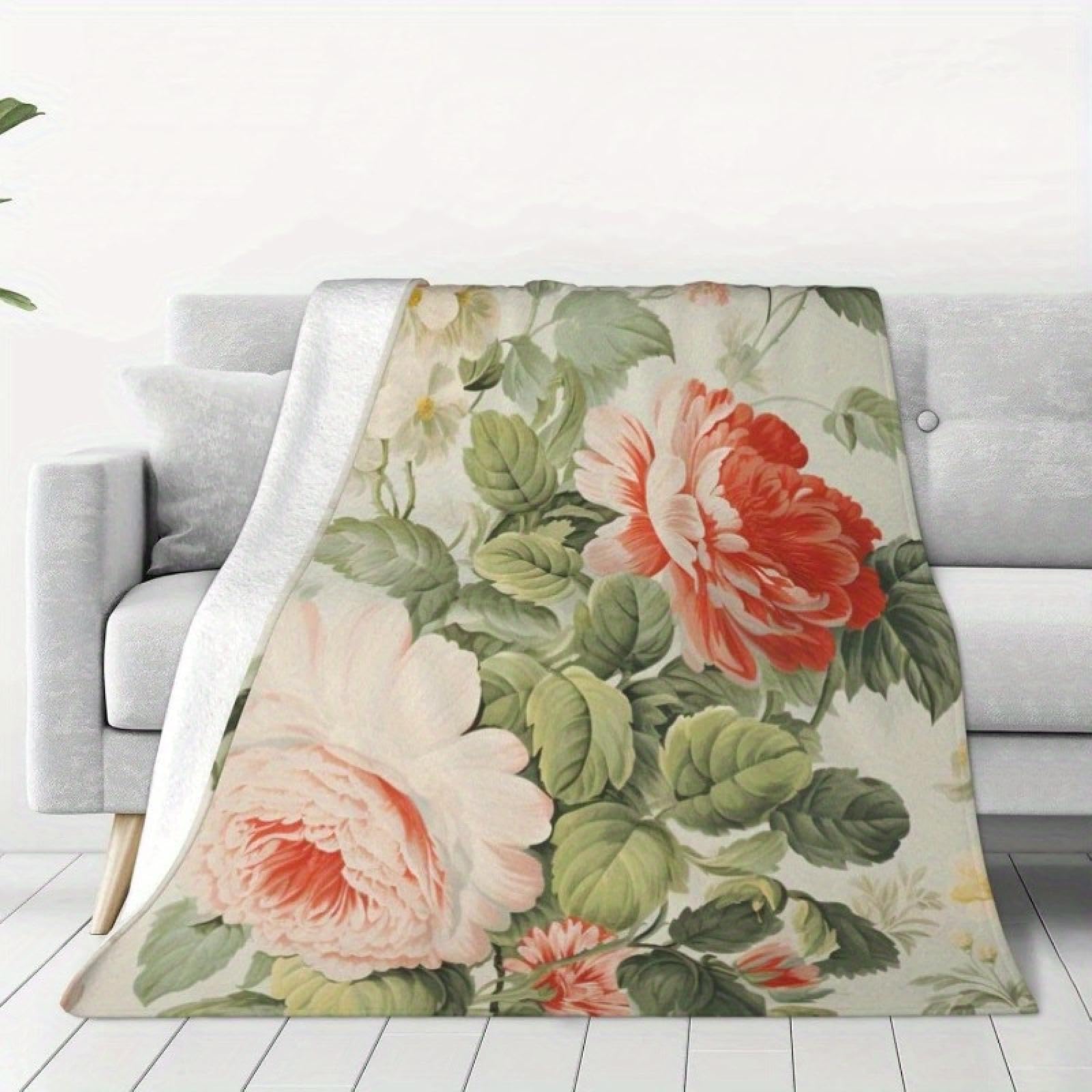 Couverture tissée haut de gamme à motif floral chinois avec textile moelleux