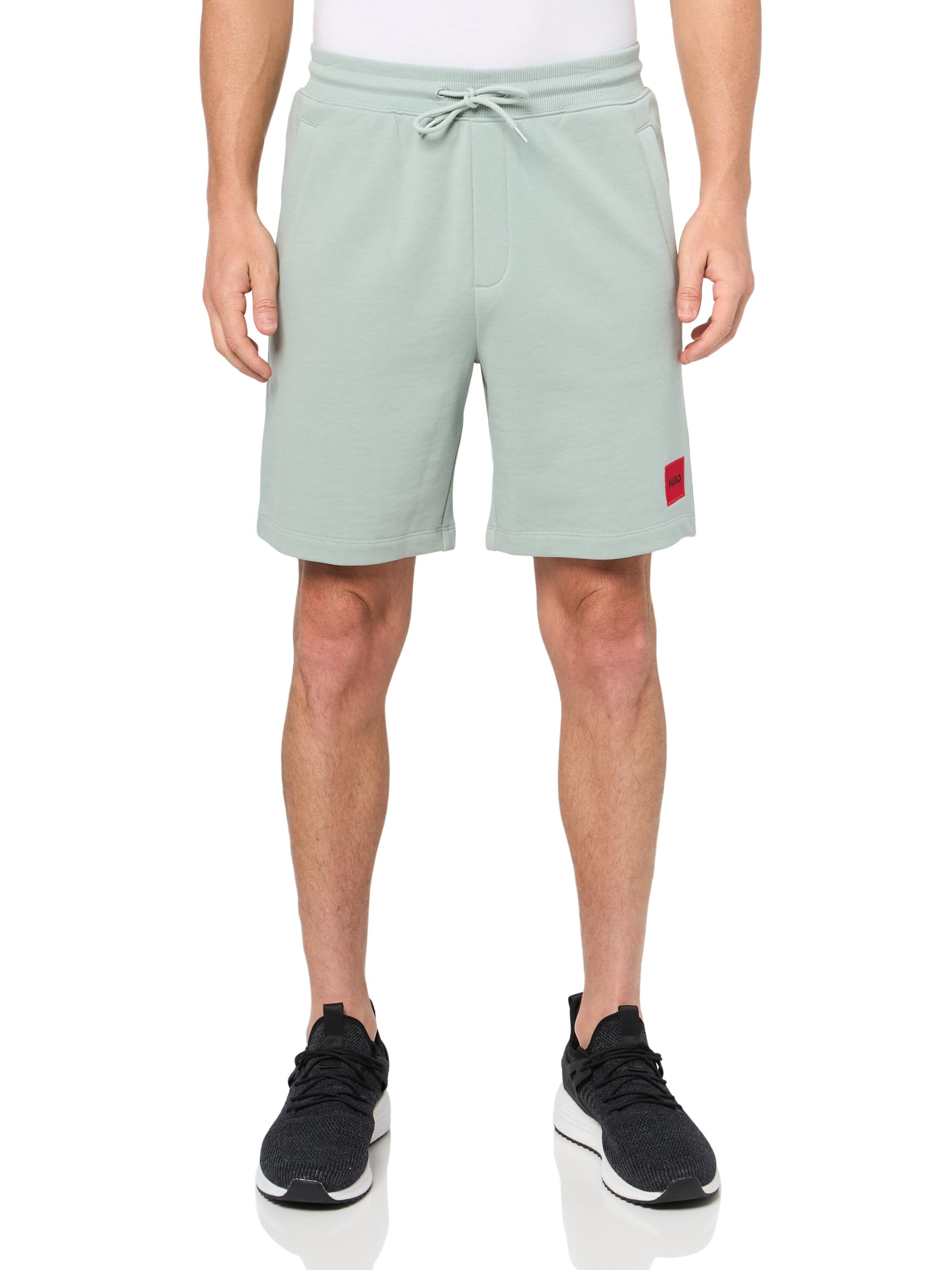HUGO Men's Square Logo Pull on Jersey Shorts, Cucumber Green, Medium