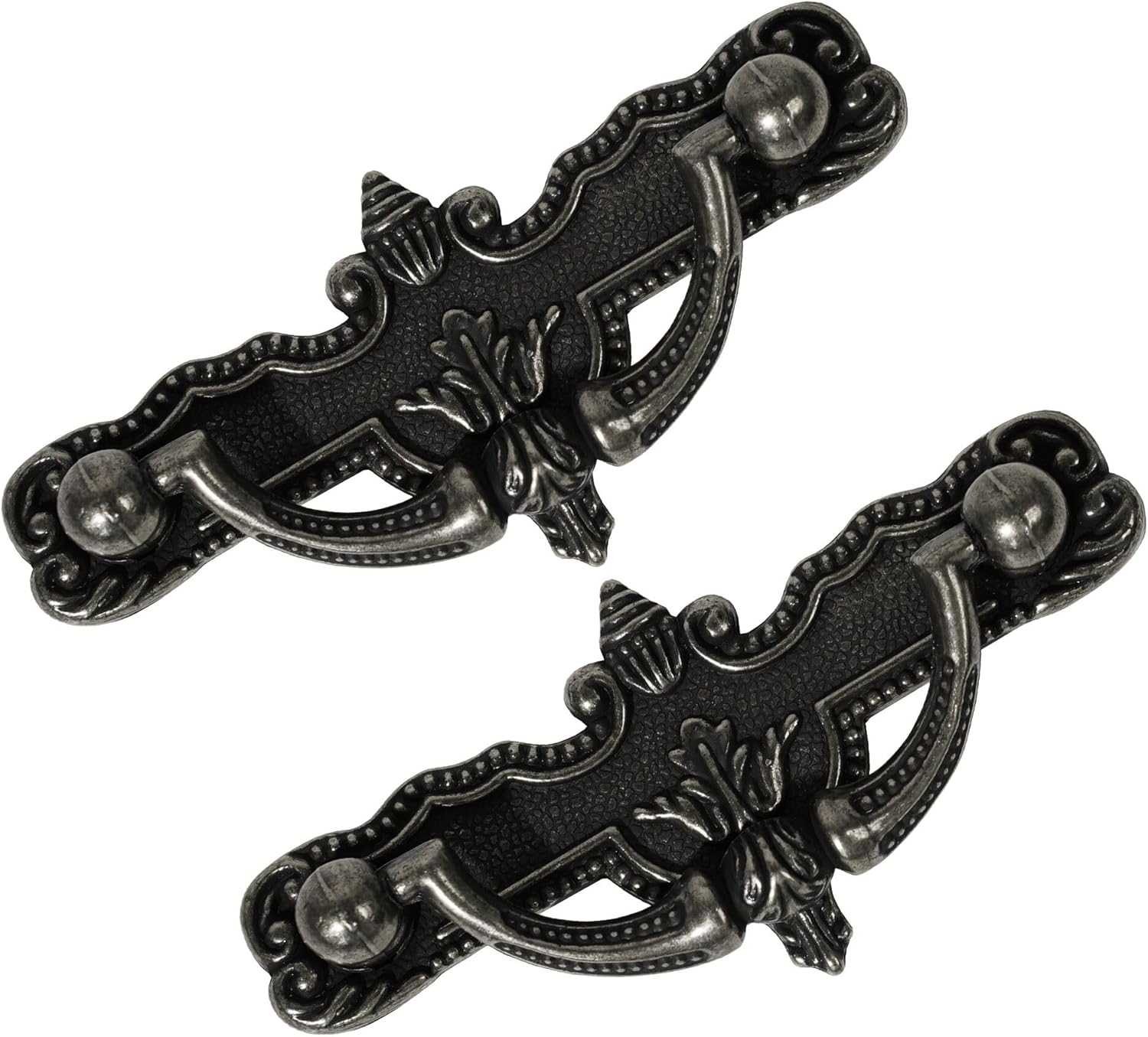 4 Pack Oil-Rubbed Bronze Drop Bail Drawer Pulls, Vintage Cabinet Handles with 2-1/2" Hole Centers, Decorative Furniture Hardware for Dresser, Cupboard, Wardrobe