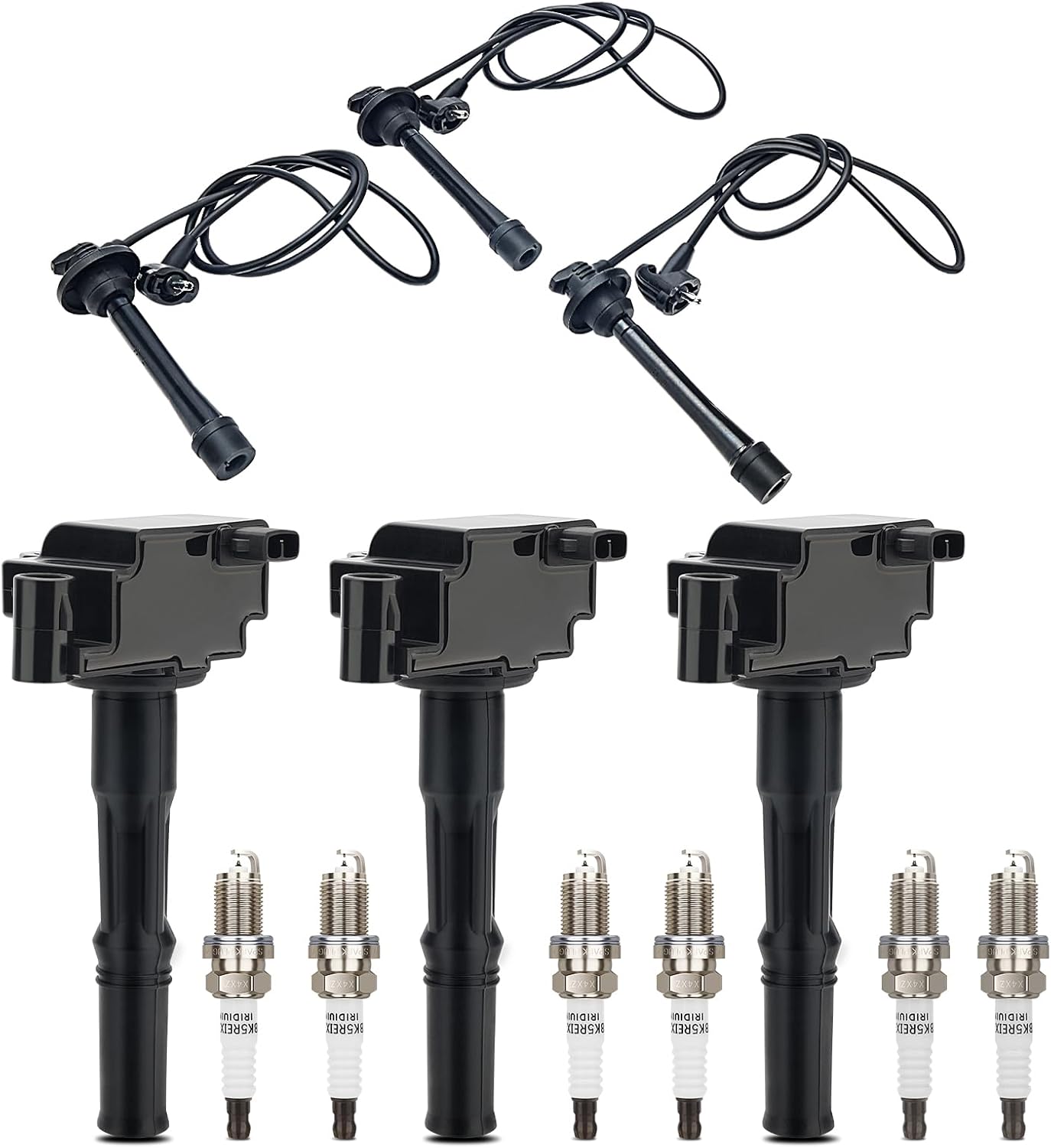 UF156 Ignition Coil & 4503 Double Iridium Spark Plug & 19037-62050 Spark Plug Wire Set For 1995-2004 Toyota 4Runner T100 Tacoma Tundra 3.4L Replaces# 90919-02212 IC223 GN10184 C1041 E589 5C1308 E679