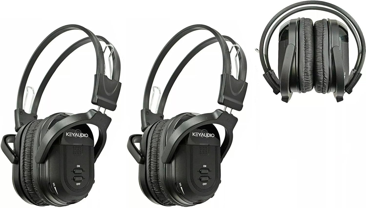 RP Accessories IR-601B Infrared Wireless Headphones, 2-Channel Folding Universal Rear Entertainment System IR Headphone for Car TV and DVD Player Audio, Set of 2