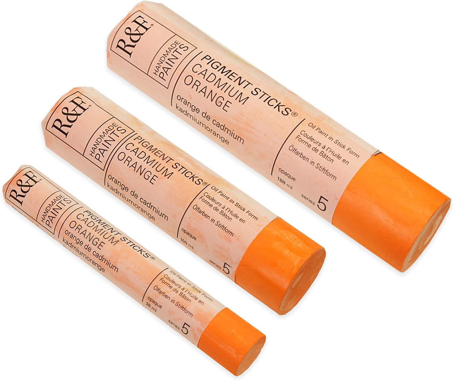 R&F Handmade Paints - Professional Oil Pigment Stick, Cadmium Orange, 100 ml
