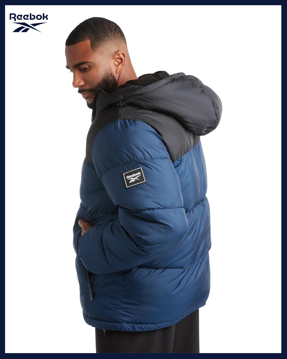Reebok Mens Winter Jacket – Warm Heavyweight Mens Winter Coat – Wind Water Resistant Insulated Quilted Puffer Jackets for Men
