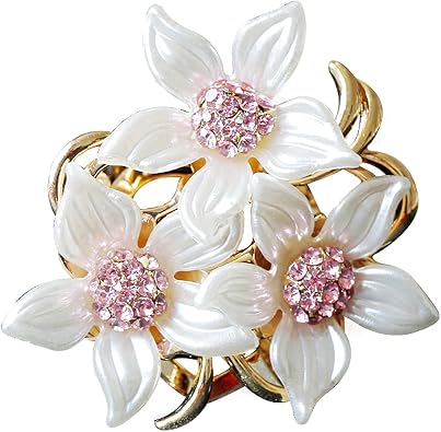 Merdia Brooch Pin for Women Stylish Flowers Clips with Created Crystal for Weddings Party | Brooch Pins Corsage Hair Head Clip | Girls Jewellery Barrette Women Accessories | Clips for Hair