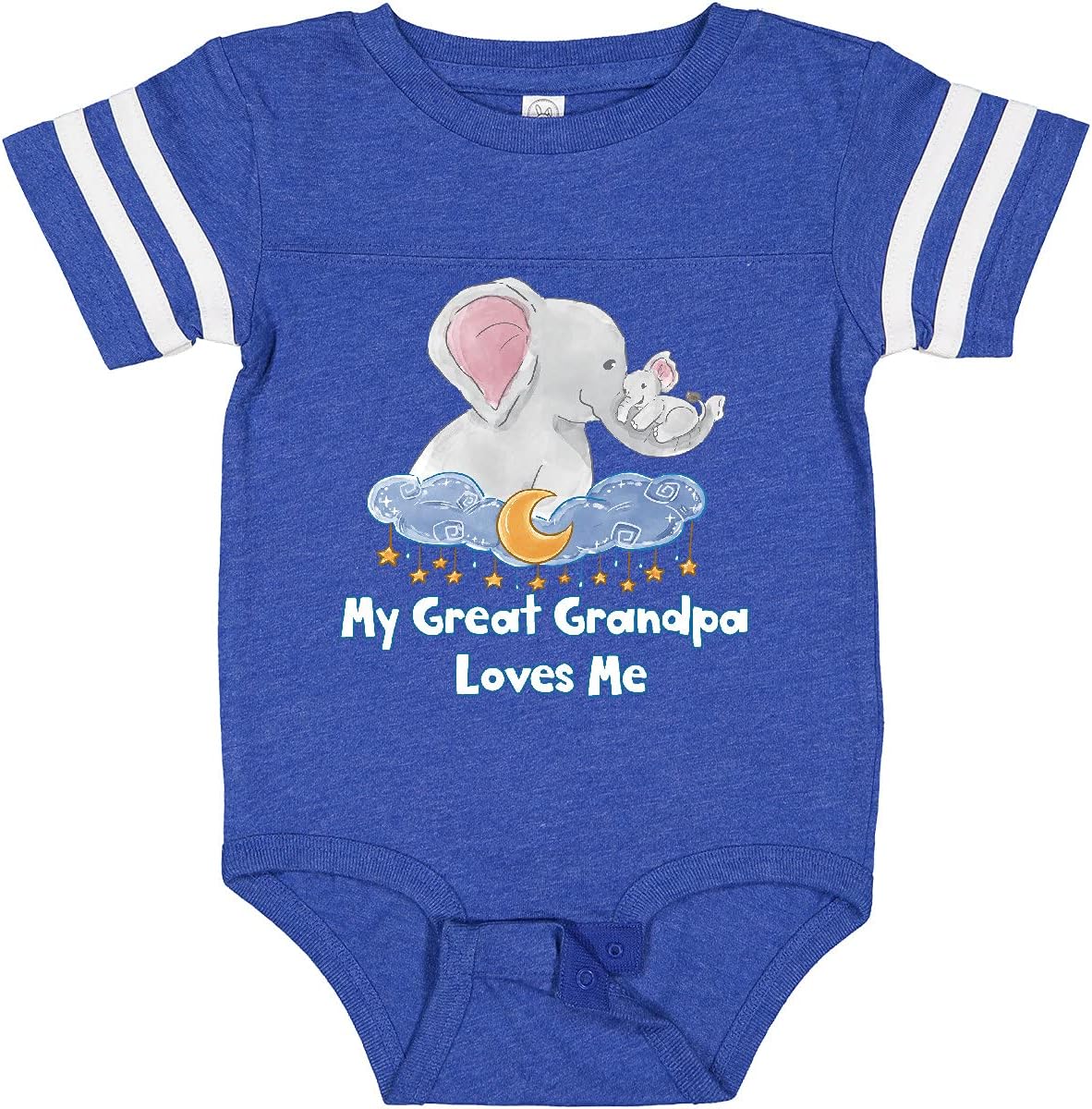inktastic My Great Grandpa Loves Me Cute Elephants Clouds Moon Baby Bodysuit