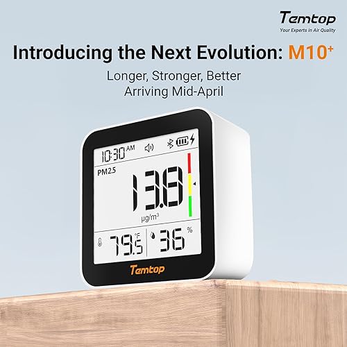 Miniatura 5 de Temtop M10 Monitor de calidad de aire para PM25 HCHO TVOC AQI Detector de sensor electroquímico profesional Pantalla en tiempo real Batería