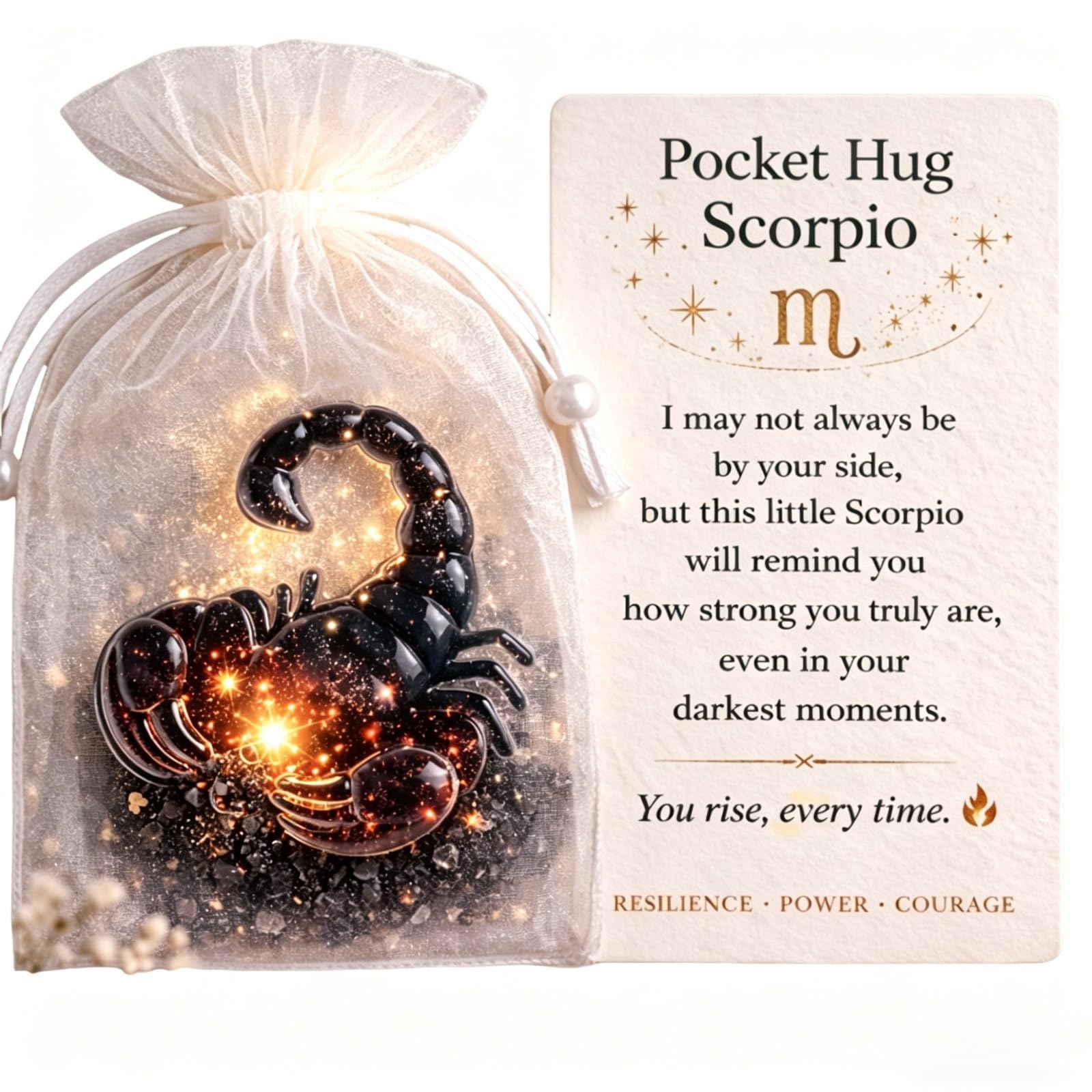ZBELLO 2PCS Pocket Hug Zodiac Resin Ornament, Sign Astrology Keepsake, Acrylic Horoscope Token Gift, Birthday Present for Friends, Her & Him (Scorpio)