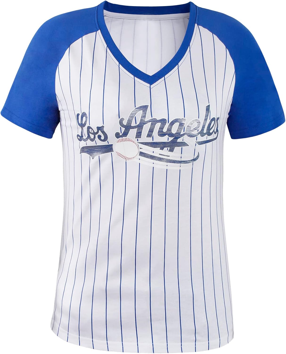 Womens City Baseball Fans V Neck Cage Raglan T-Shirts