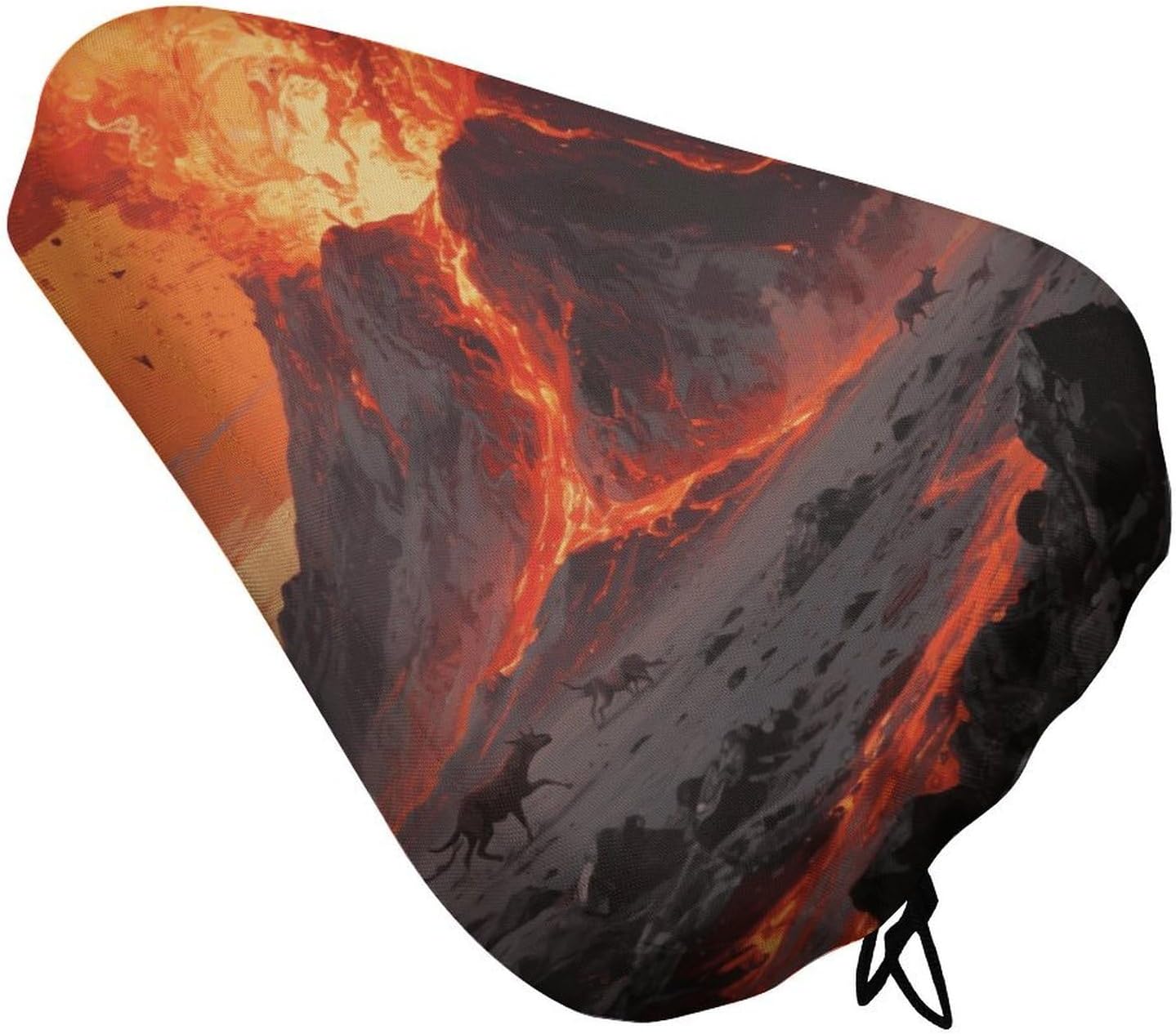 Waterproof Bike Seat Cover with Drawstring -Volcano Wonder Universal Exercise Bike Seat Cushion for Men & Women, Comfortable Non-Slip Bicycle Saddle Cover for Road/Mountain Bikes