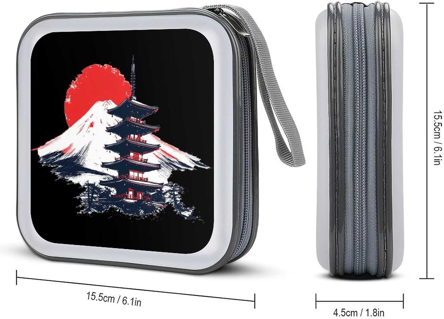 Mount Japanese Pagoda CD Case DVD Storage Holder Binder 40 Capacity | protective,hard case,protable loop,travel car use,zippered closure
