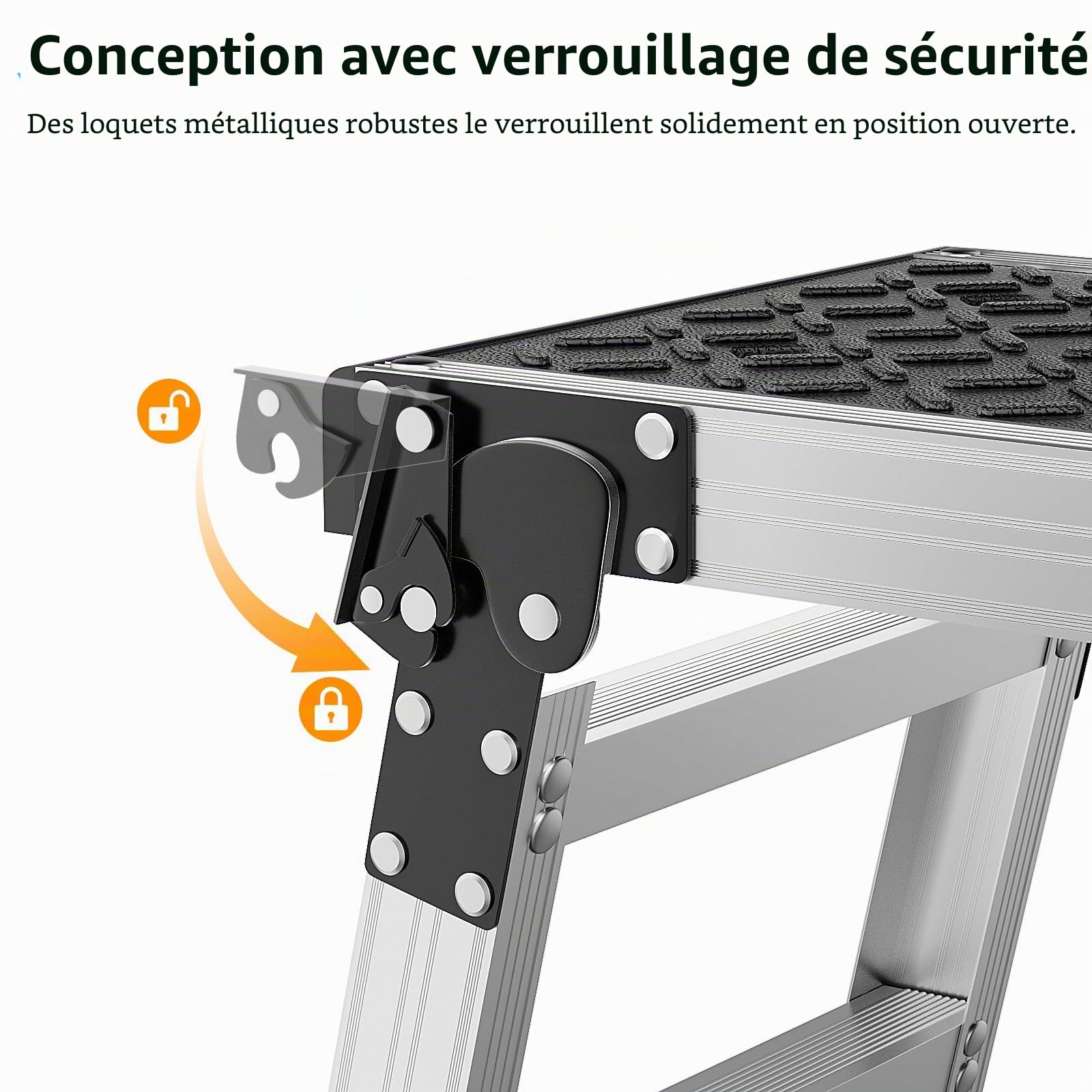 Johgee Plate-forme de travail pliable en aluminium avec pieds antidérapants, tabouret pliable avec verrous de sécurité pour nettoyage de voiture, travaux de peinture, atelier et usage domestique
